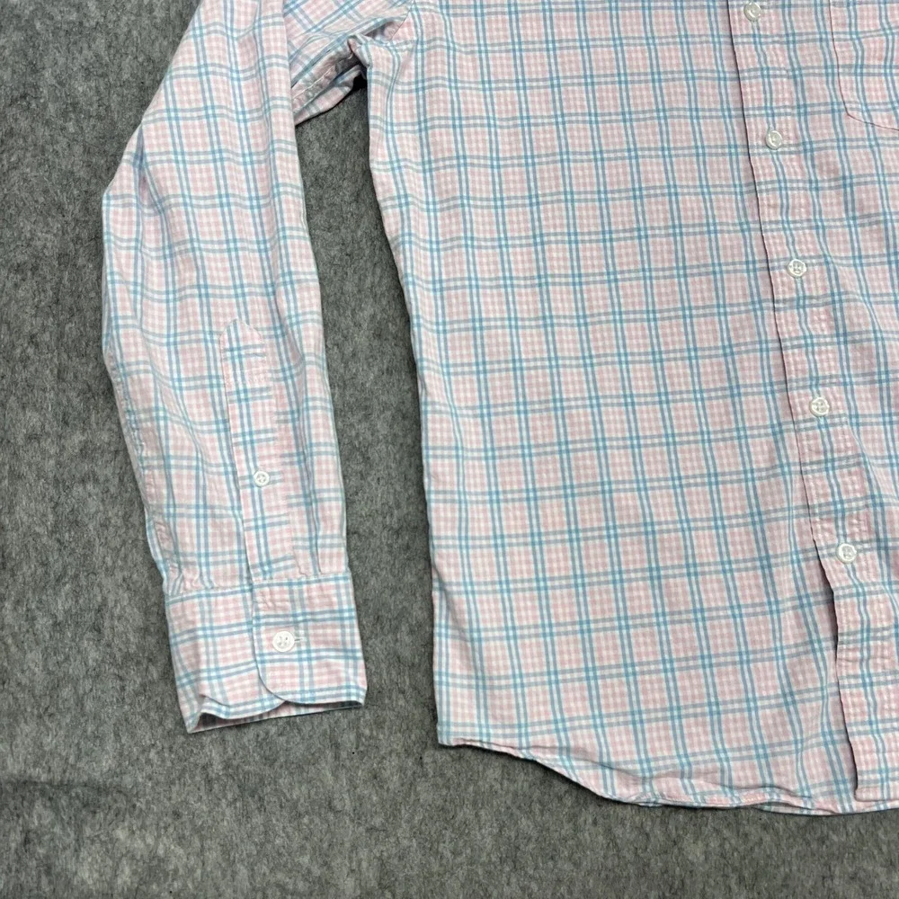 J Crew Shirt Mens M Pink Blue Plaid Flex Washed Slim Button Down Casual Preppy
